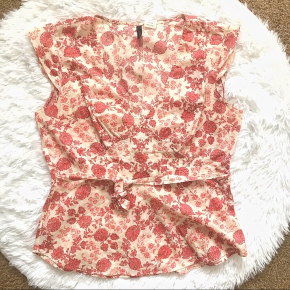 J.Crew Small Floral Peplum Cap Sleeve Cotton Top - Picture 1 of 5